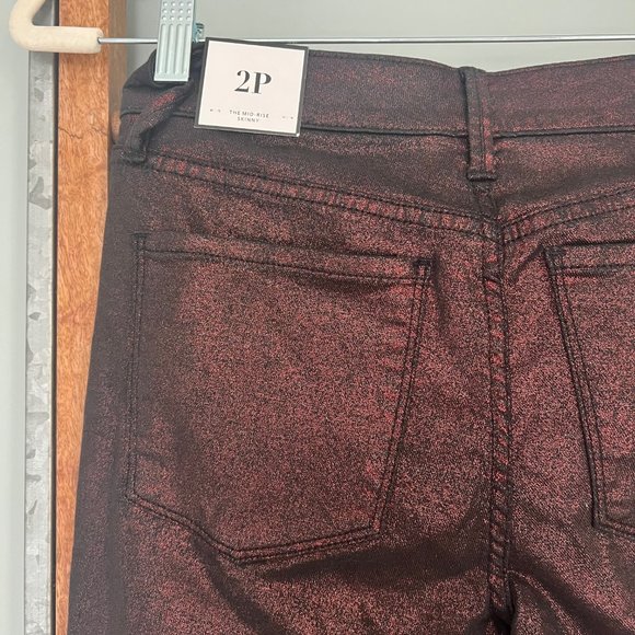 Women's NWT White House Black Market 2P dark rouge foil skinny pants - Picture 3 of 7